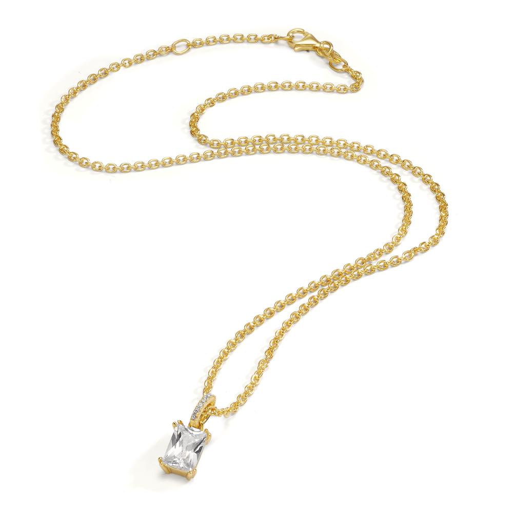 Necklace with pendant Silver Zirconia 8 Stones Yellow Gold plated 40-42 cm