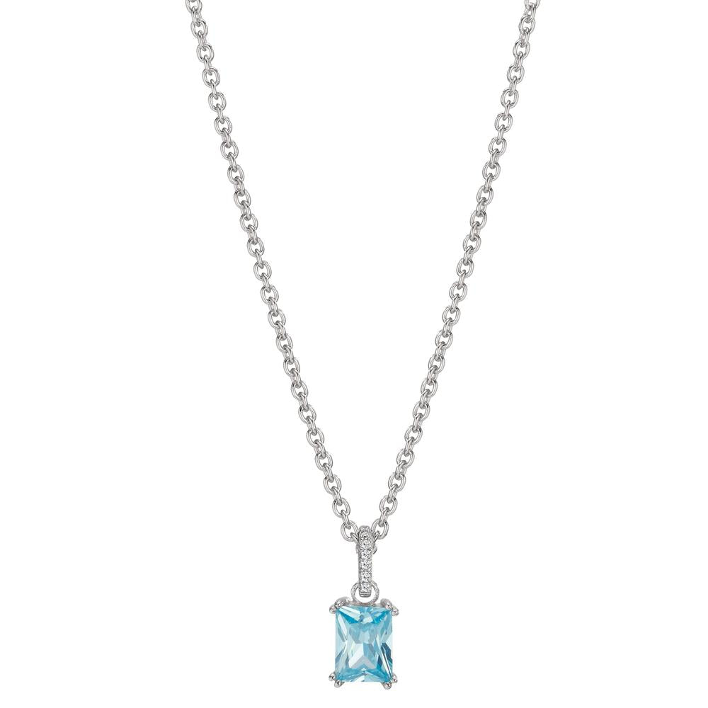 Necklace with pendant Silver Zirconia 8 Stones Rhodium plated 40-42 cm