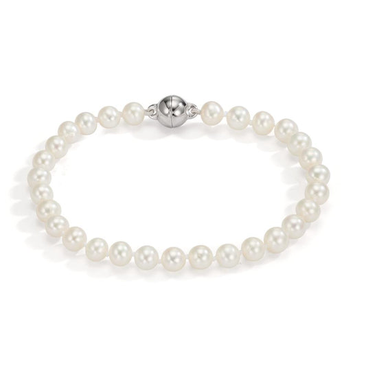 Bracelet Silver Rhodium plated Freshwater pearl 19 cm