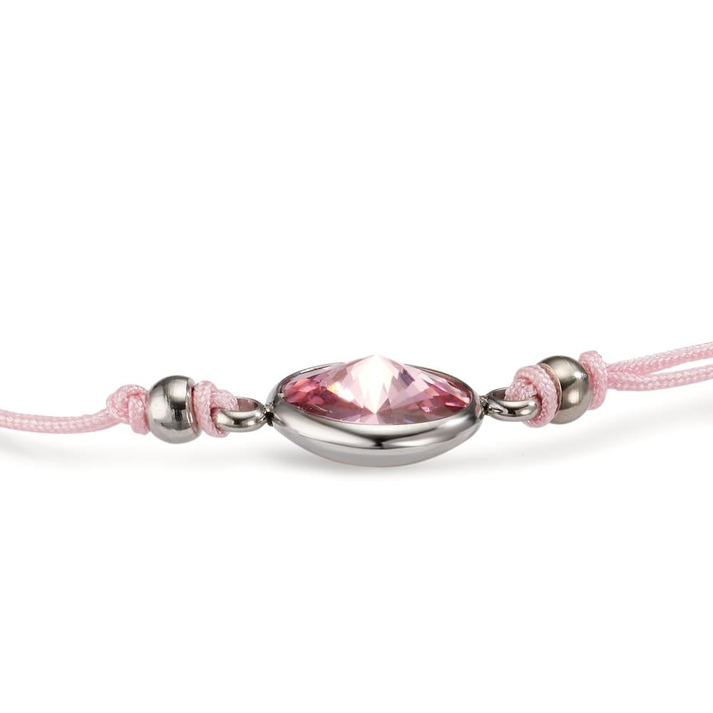 Bracelet Stainless steel, Textile Zirconia Rose 14-21 cm