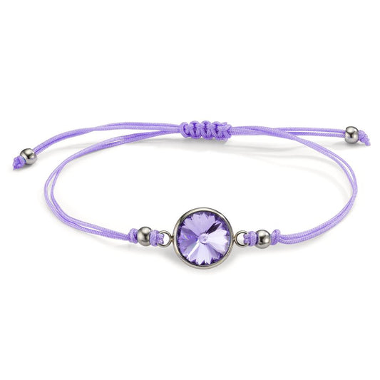 Bracelet Stainless steel, Textile Zirconia Purple 14-21 cm