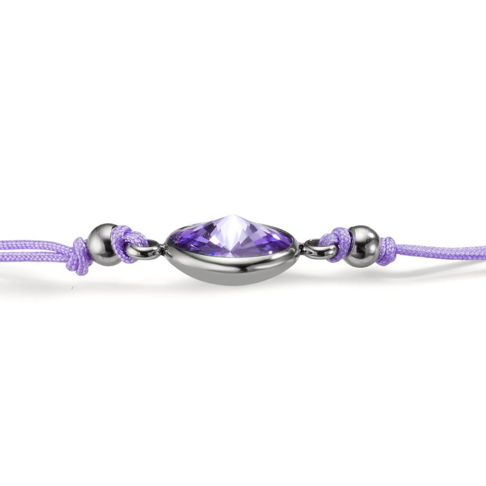 Bracelet Stainless steel, Textile Zirconia Purple 14-21 cm