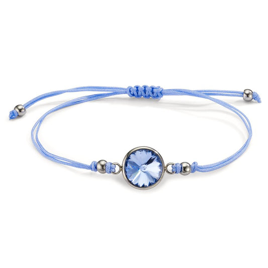 Bracelet Stainless steel, Textile Zirconia Light Blue 14-21 cm
