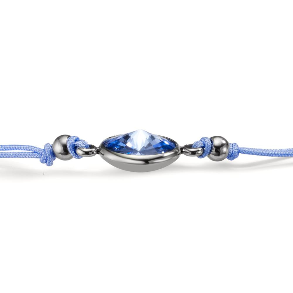 Bracelet Stainless steel, Textile Zirconia Light Blue 14-21 cm