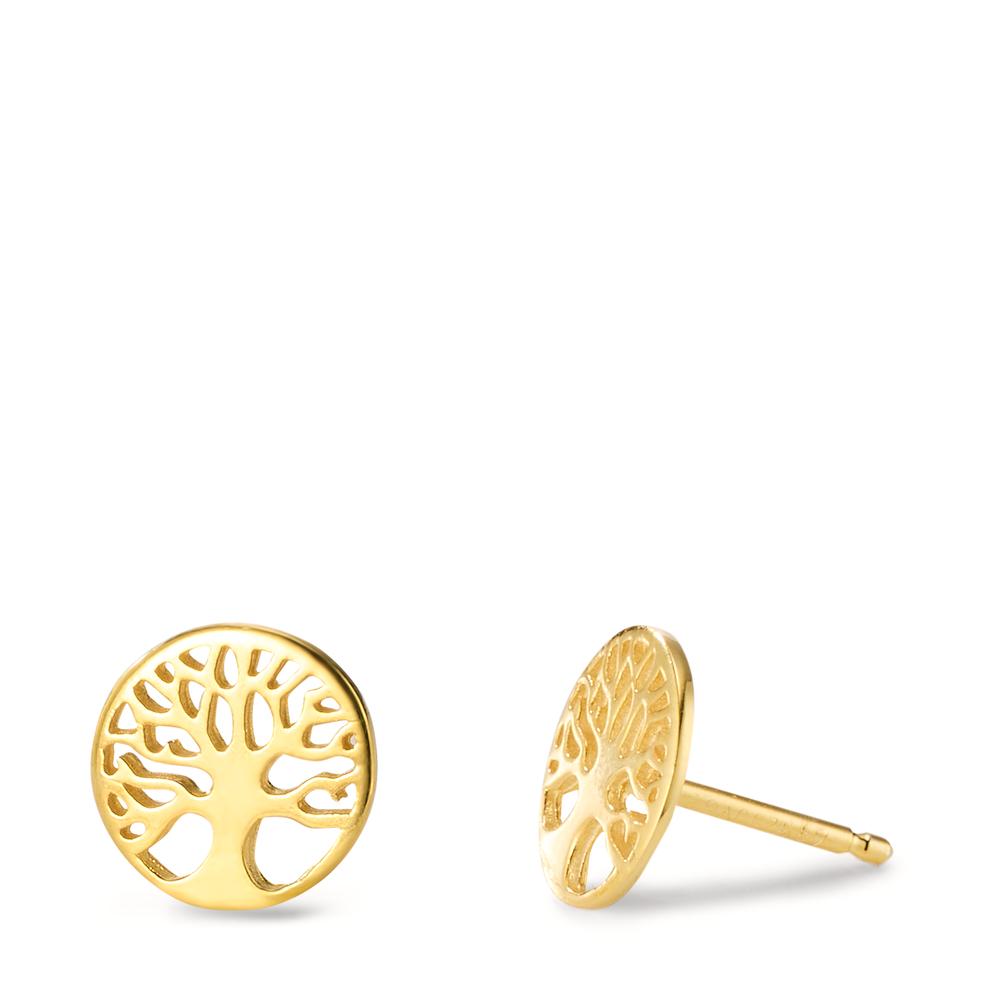 Stud earrings Silver Yellow Gold plated Tree Of Life Ø10 mm