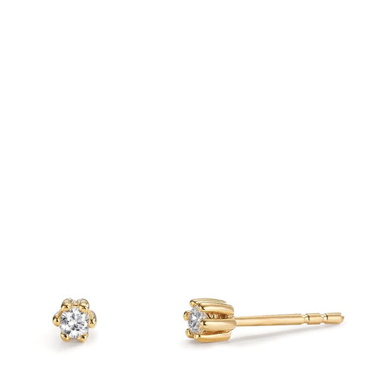 Stud earrings 9k Yellow Gold Zirconia 2 Stones Ø3 mm