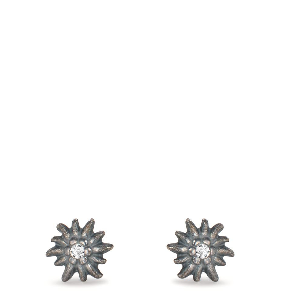 Stud earrings Silver Patinated Edelweiss Ø7 mm