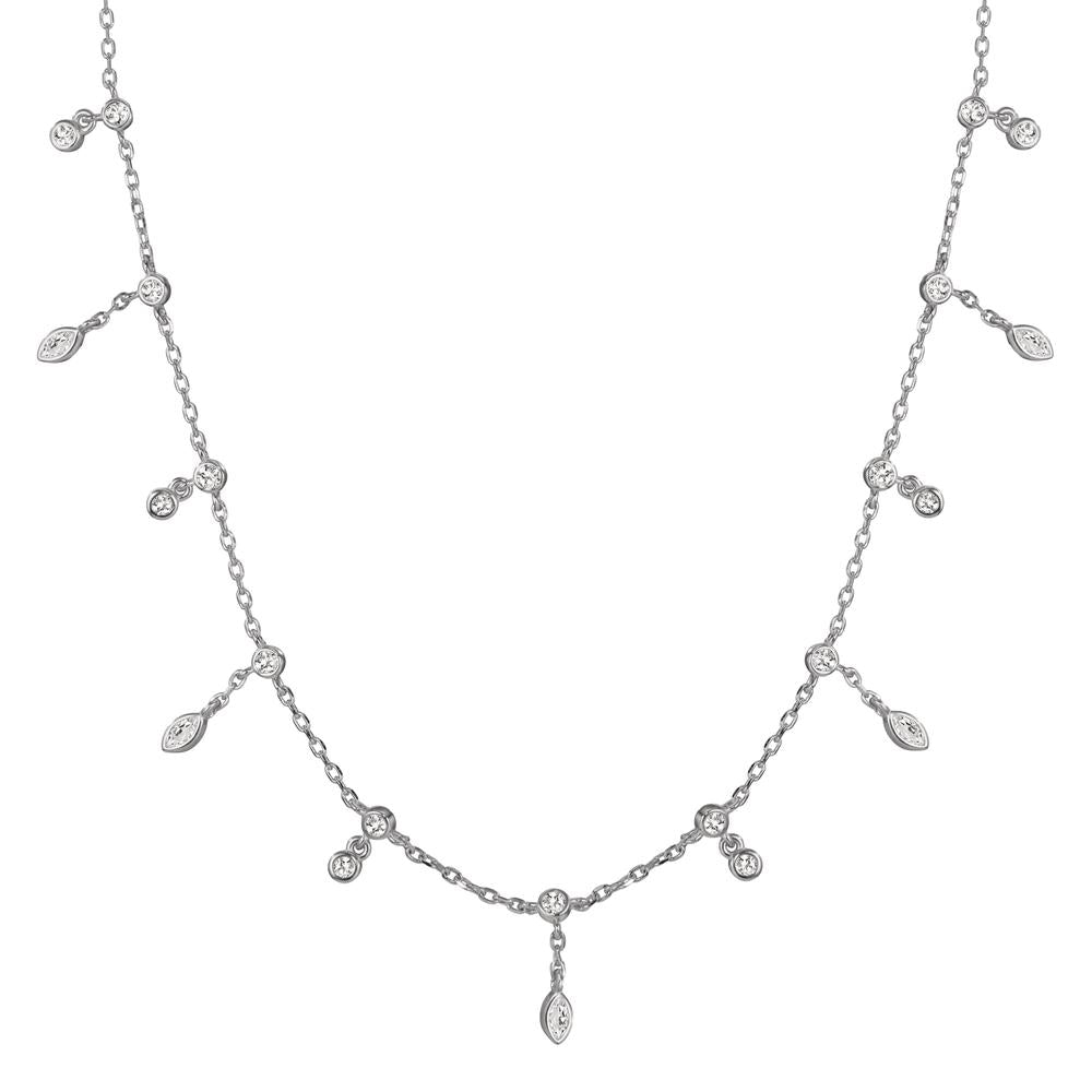 Necklace Silver Zirconia 30 Stones Rhodium plated 32-40 cm