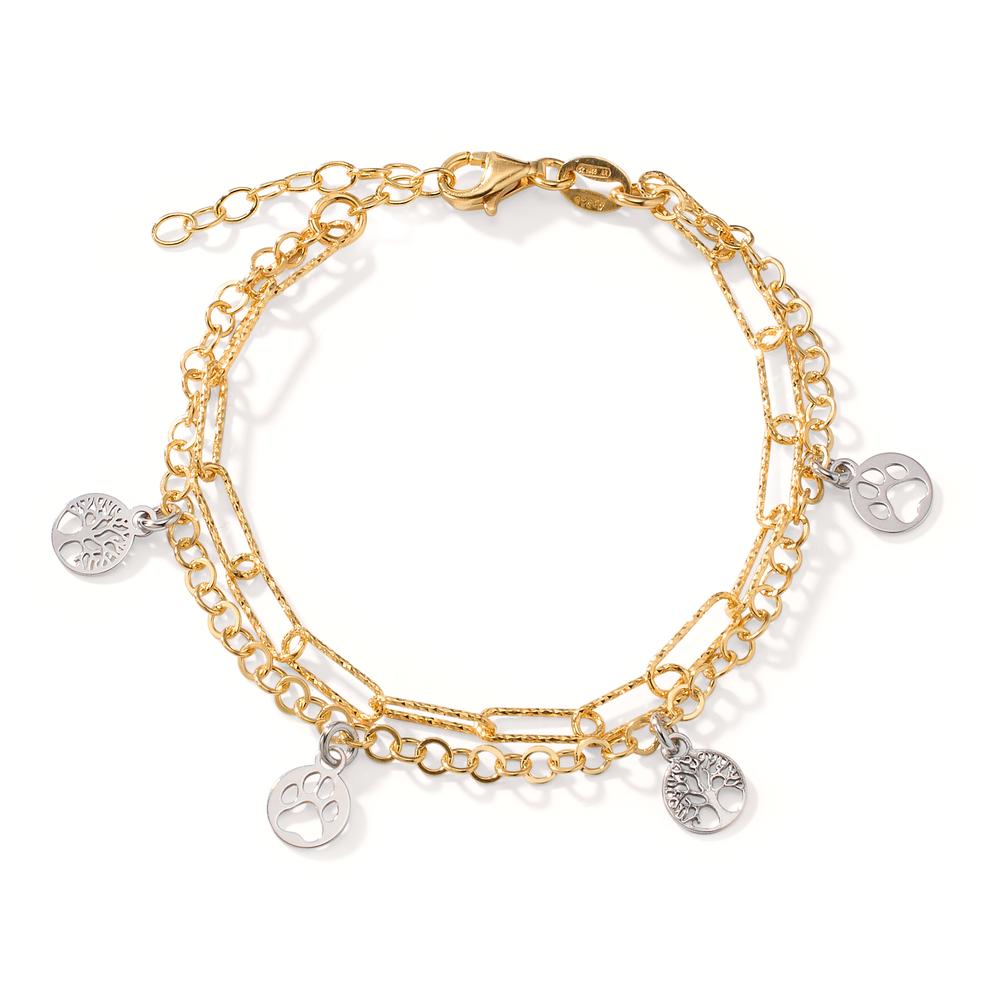 Bracelet Silver Yellow Gold plated Paw 16-19 cm