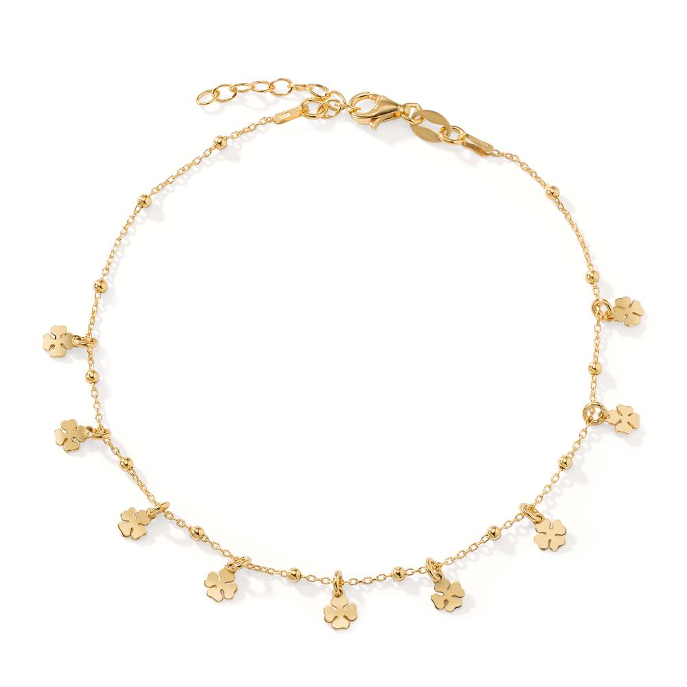 Anklet Silver Yellow Gold plated Cloverleaf 23-26 cm