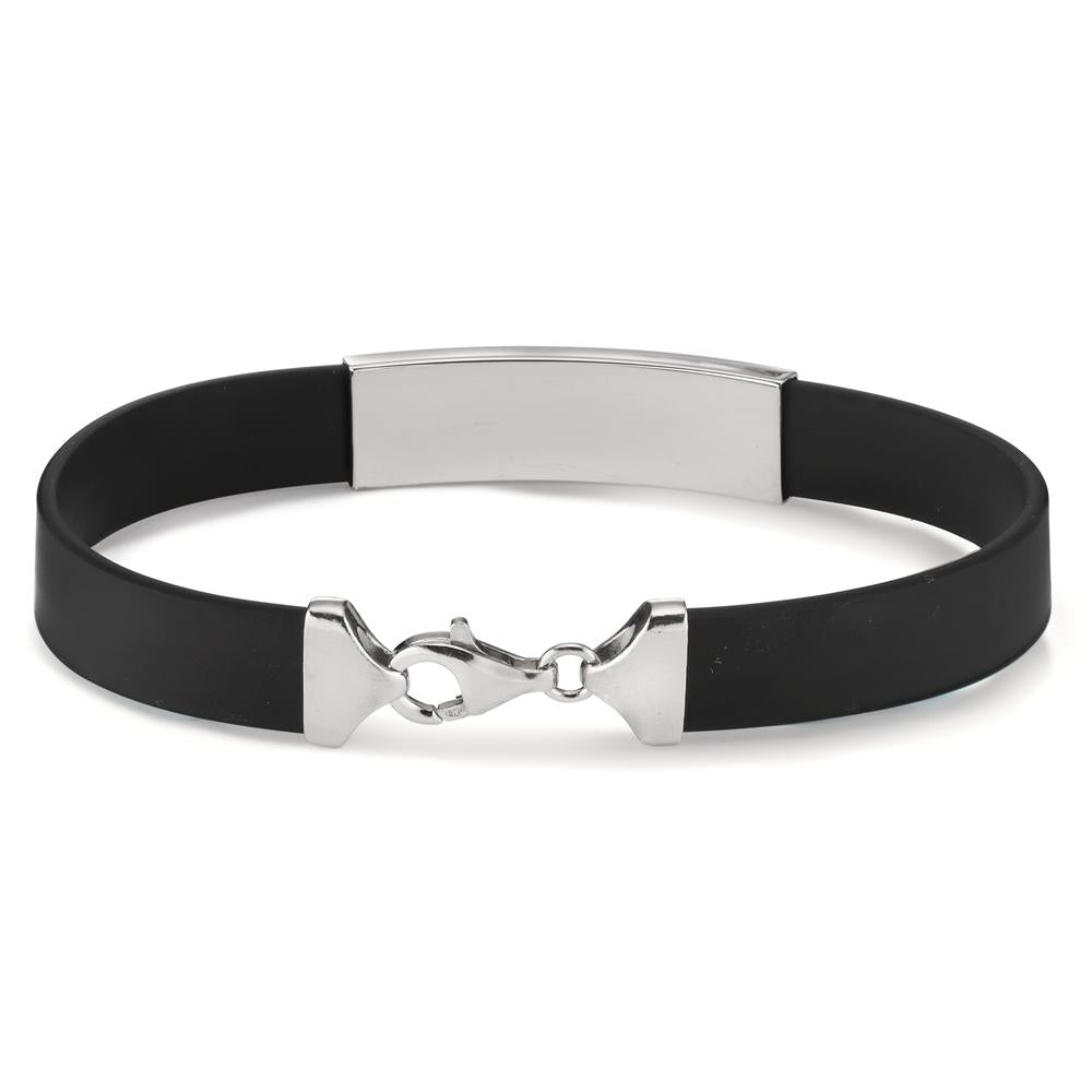 Engravable bracelet Silver, Rubber Rhodium plated 21 cm