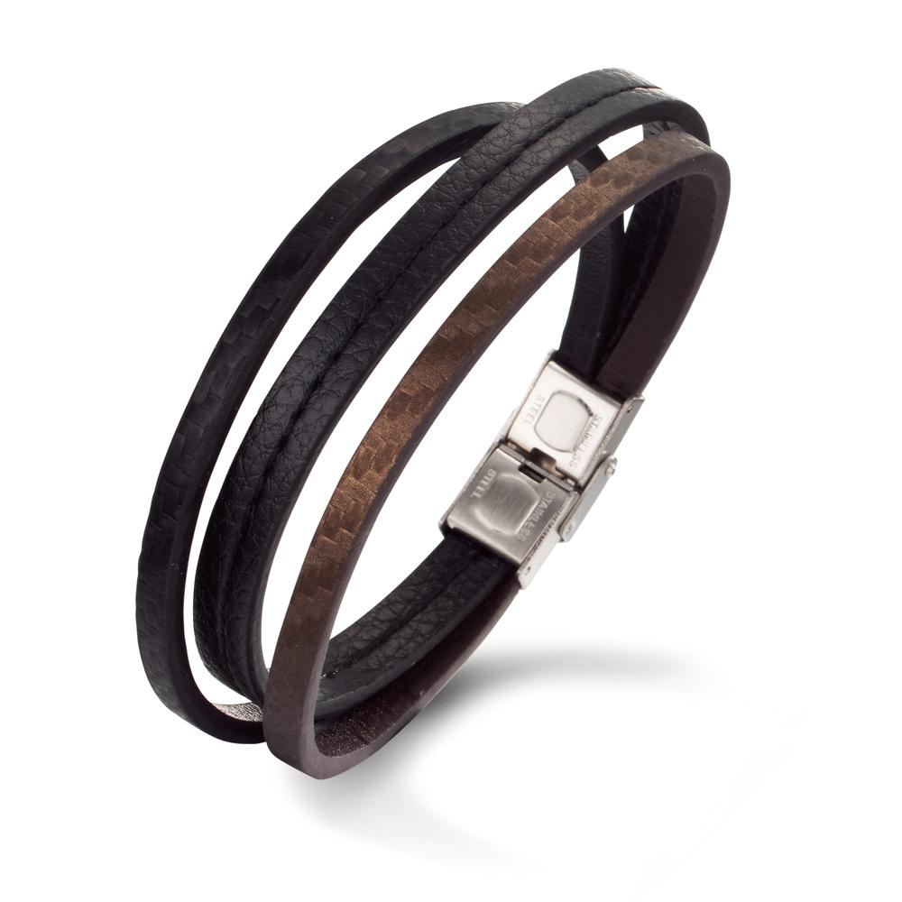 Bracelet Stainless steel, Leather 22 cm