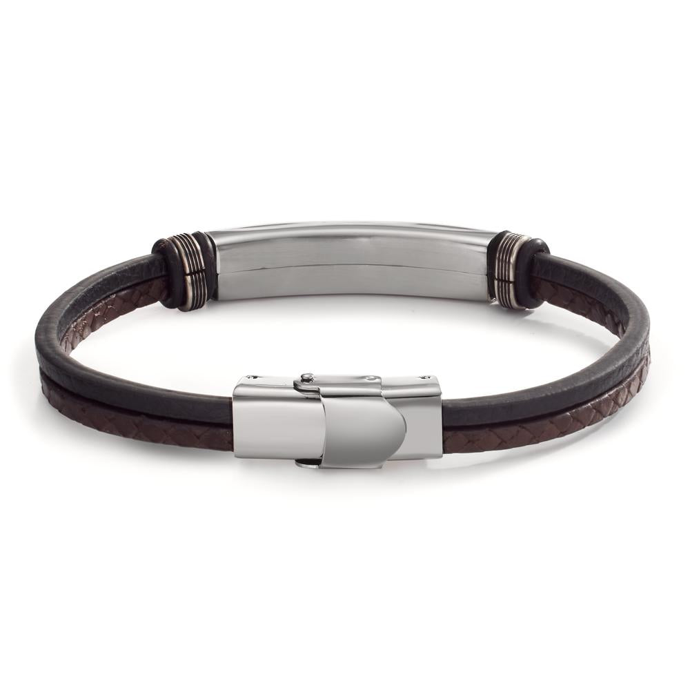 Engravable bracelet Stainless steel, Leather 22 cm