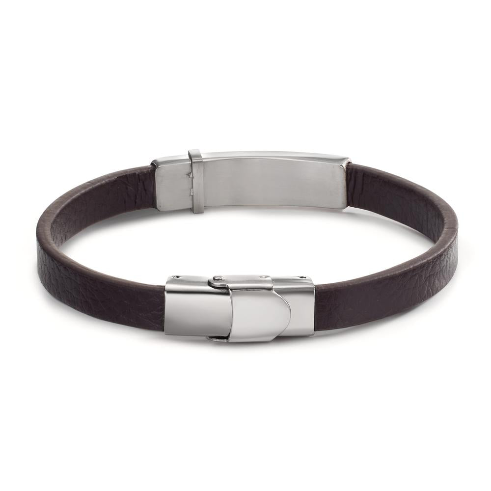 Engravable bracelet Stainless steel, Leather 22 cm