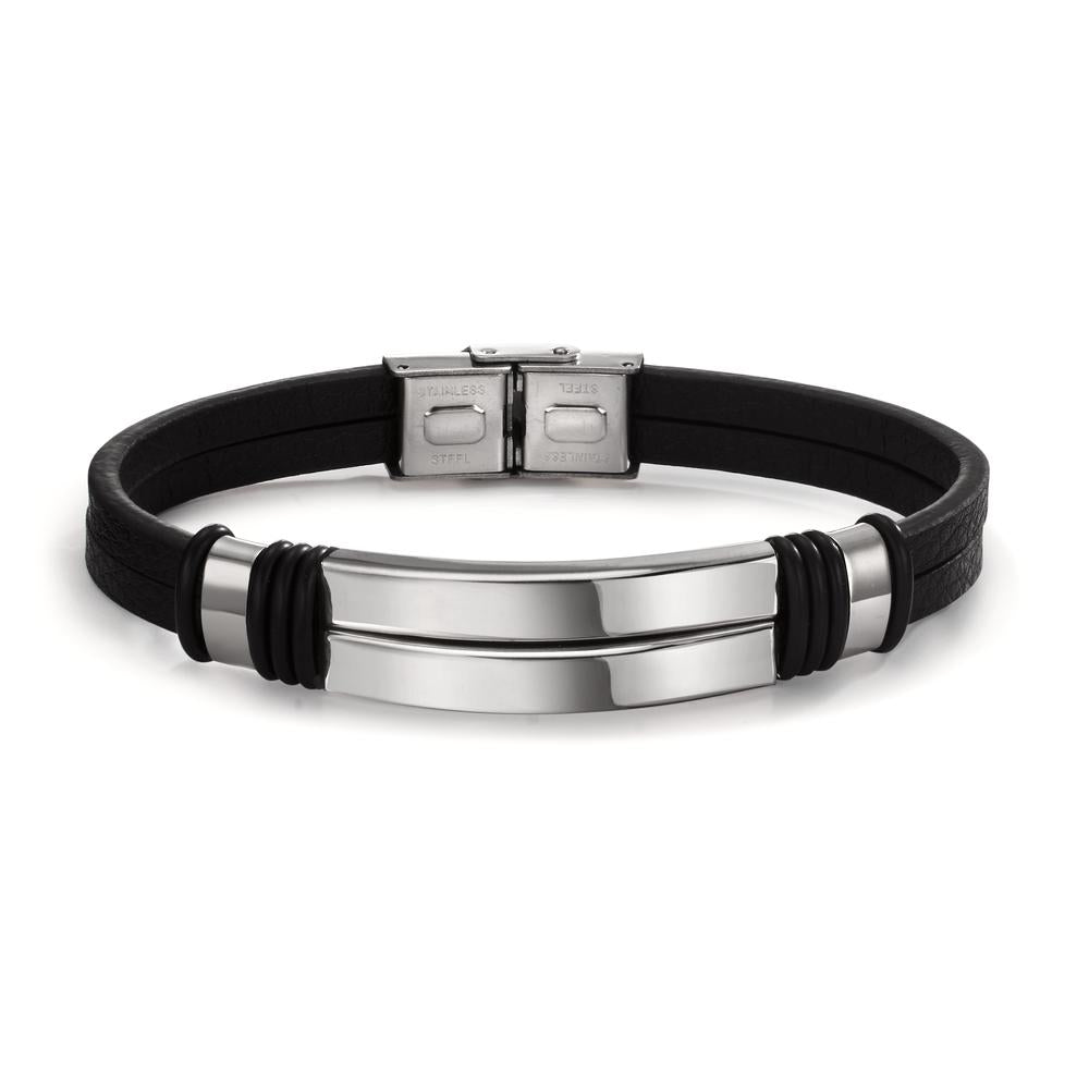 Engravable bracelet Stainless steel, Leather, Rubber 22 cm