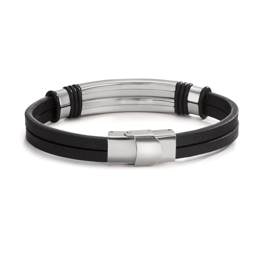 Engravable bracelet Stainless steel, Leather, Rubber 22 cm