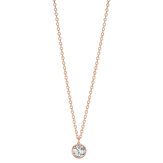 Necklace Silver Zirconia 5.5 mm Rose Gold plated 38 cm