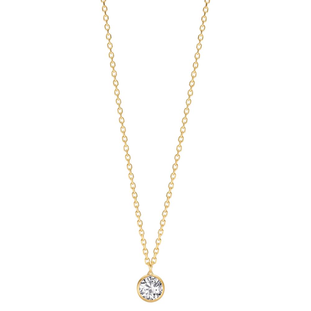 Necklace Silver Zirconia 5.5 mm Yellow Gold plated 38 cm