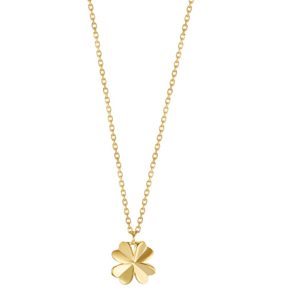 Necklace Silver Yellow Gold plated Cloverleaf 38 cm