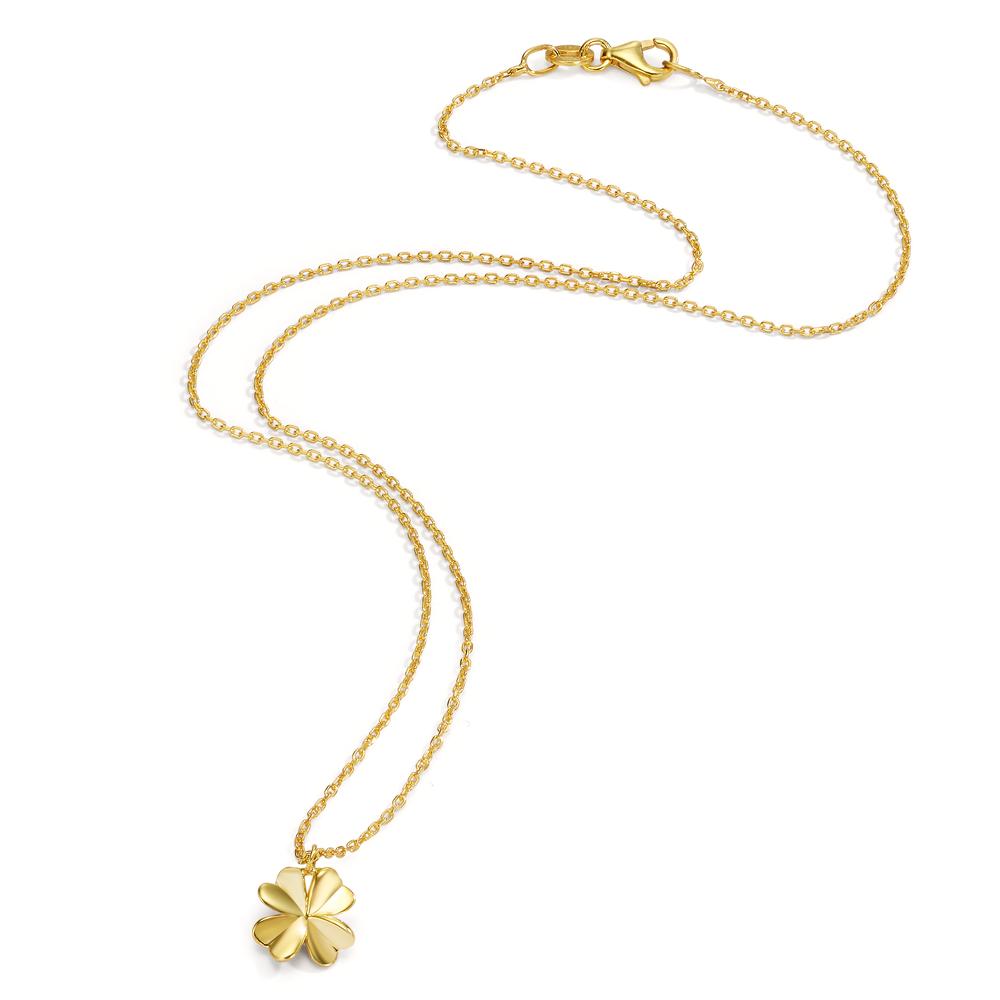 Necklace Silver Yellow Gold plated Cloverleaf 38 cm