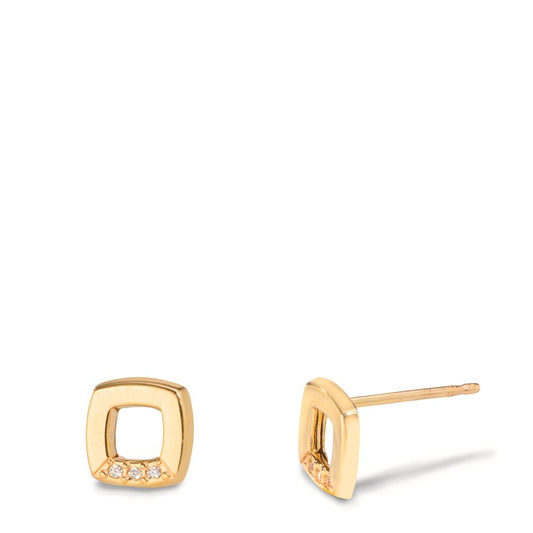 Stud earrings 9k Yellow Gold Zirconia 6 Stones Ø6.5 mm