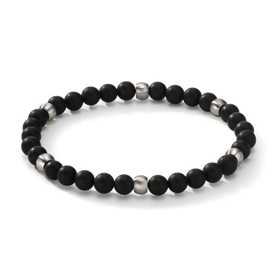 Bracelet Stainless steel Agate Black 20 cm Ø6.5 mm