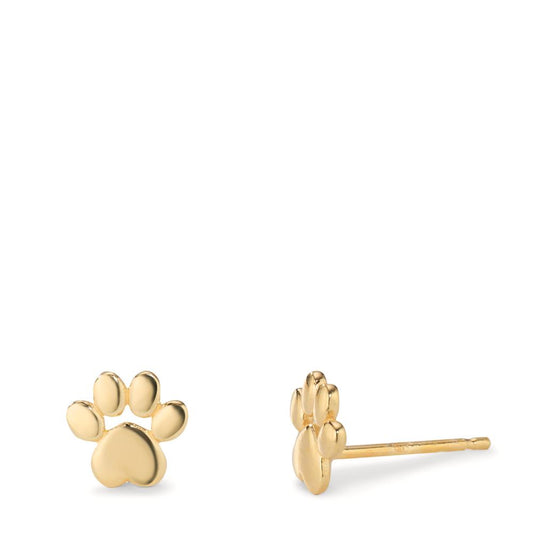 Stud earrings Silver Yellow Gold plated Paw Ø7 mm