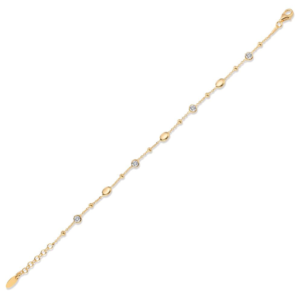 Bracelet Silver Zirconia 4 Stones Yellow Gold plated 17-19 cm