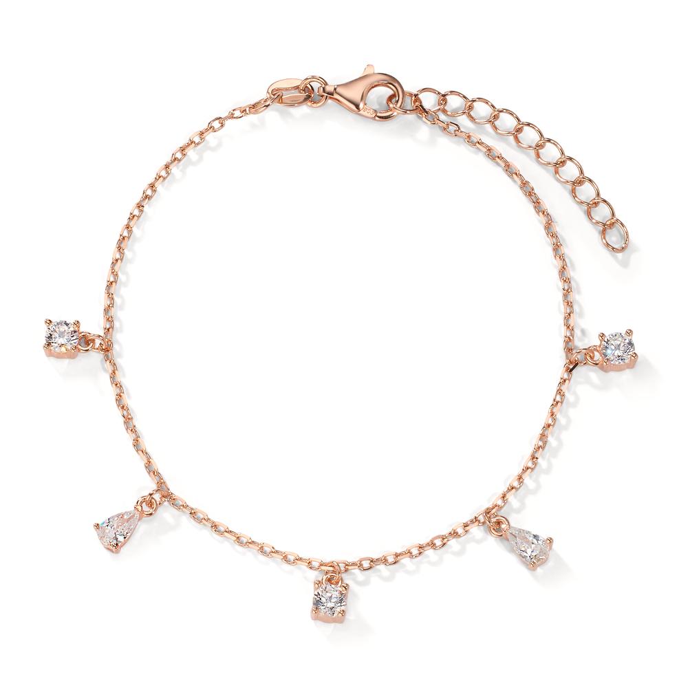 Bracelet Silver Zirconia 5 Stones Rose Gold plated 16-19 cm