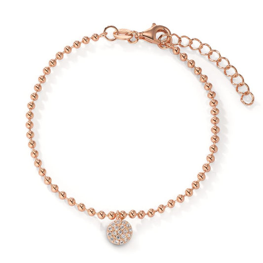 Bracelet Silver Zirconia Rose Gold plated 16-19 cm