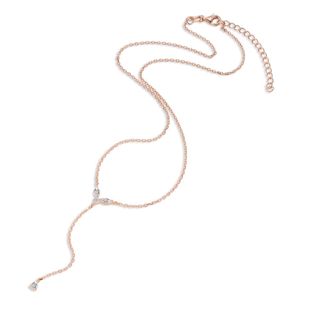 Necklace Silver Zirconia 4 Stones Rose Gold plated 40-45 cm