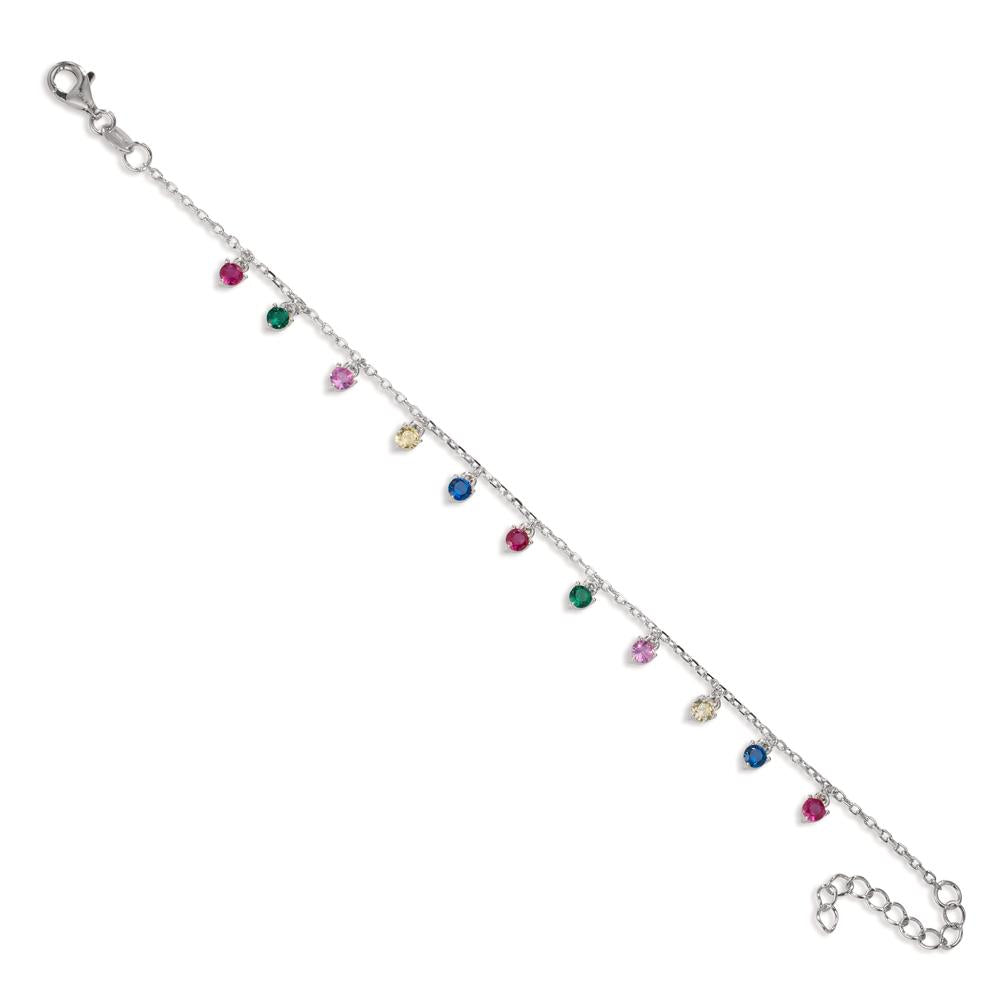 Bracelet Silver Zirconia Colorful, 11 Stones Rhodium plated 16-19 cm