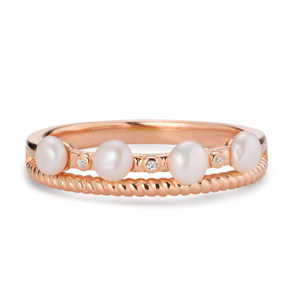 Ring Silver Rose Gold plated Shining pearls