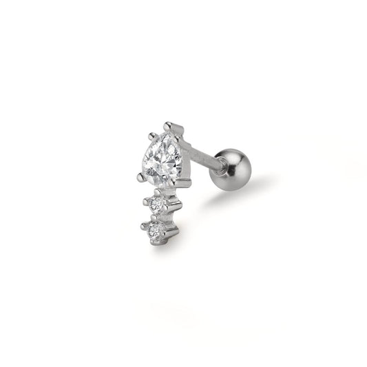 Piercing Silver Zirconia 3 Stones Rhodium plated