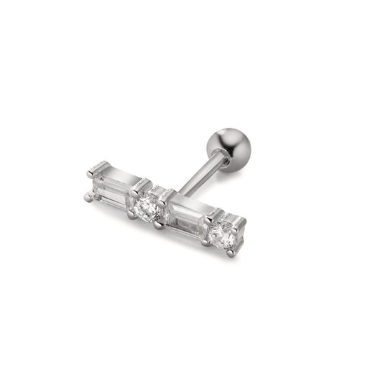 Piercing Silver Zirconia 4 Stones Rhodium plated