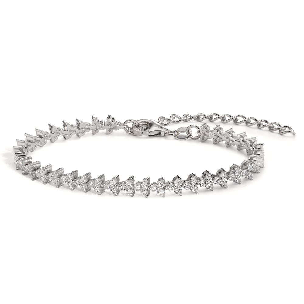 Bracelet Silver Zirconia Blue Rhodium plated 16-21 cm