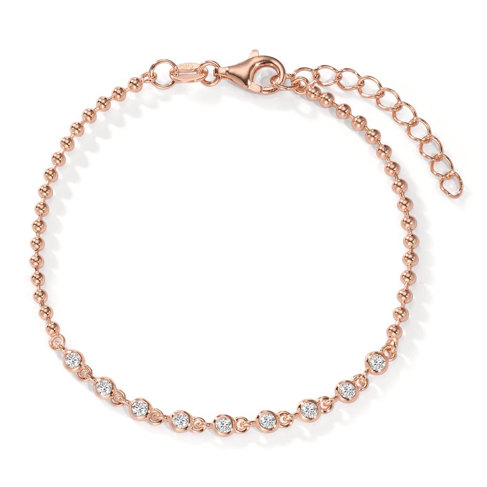 Bracelet Silver Zirconia 9 Stones Rose Gold plated 16-19 cm