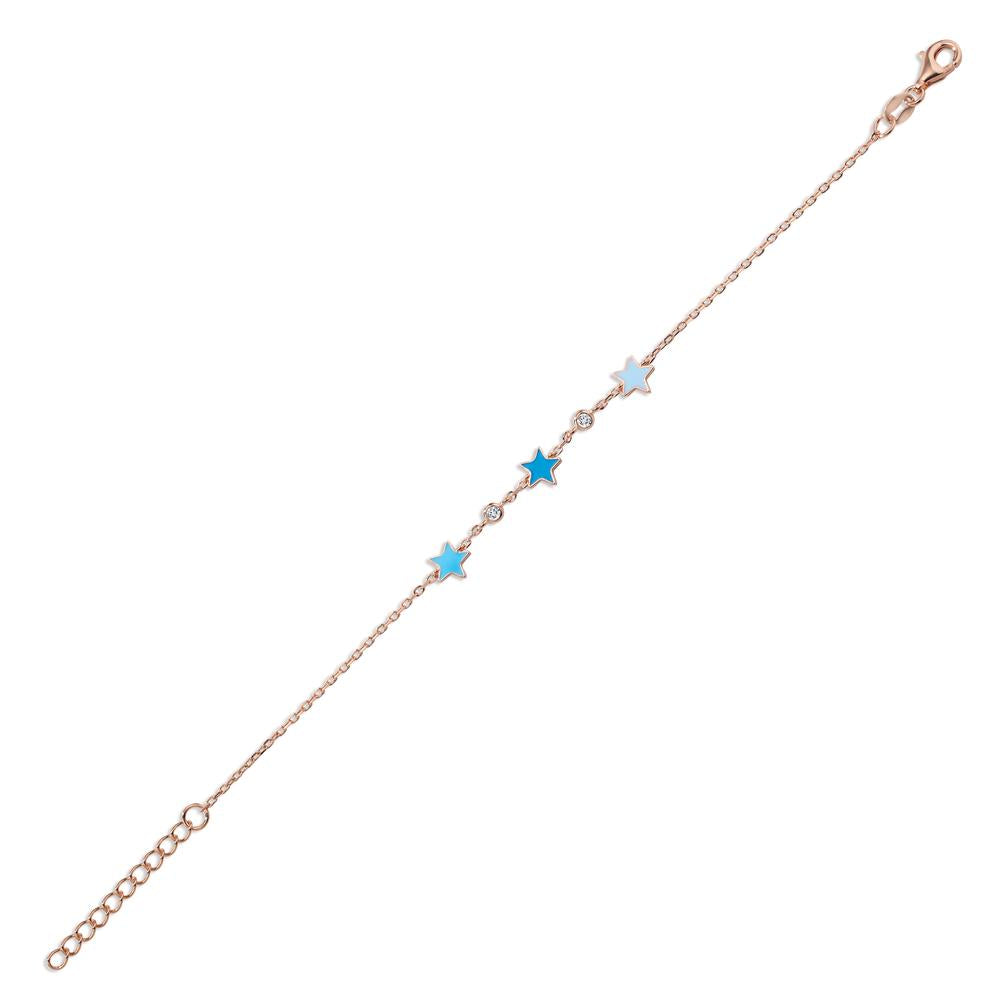 Bracelet Silver Zirconia 2 Stones Rose Gold plated Star 16-19 cm