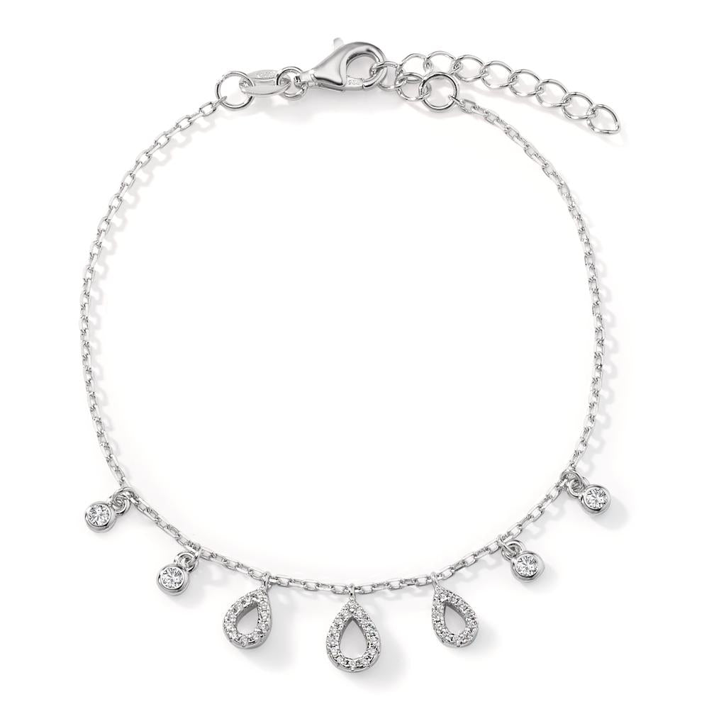 Bracelet Silver Zirconia Rhodium plated 16-19 cm