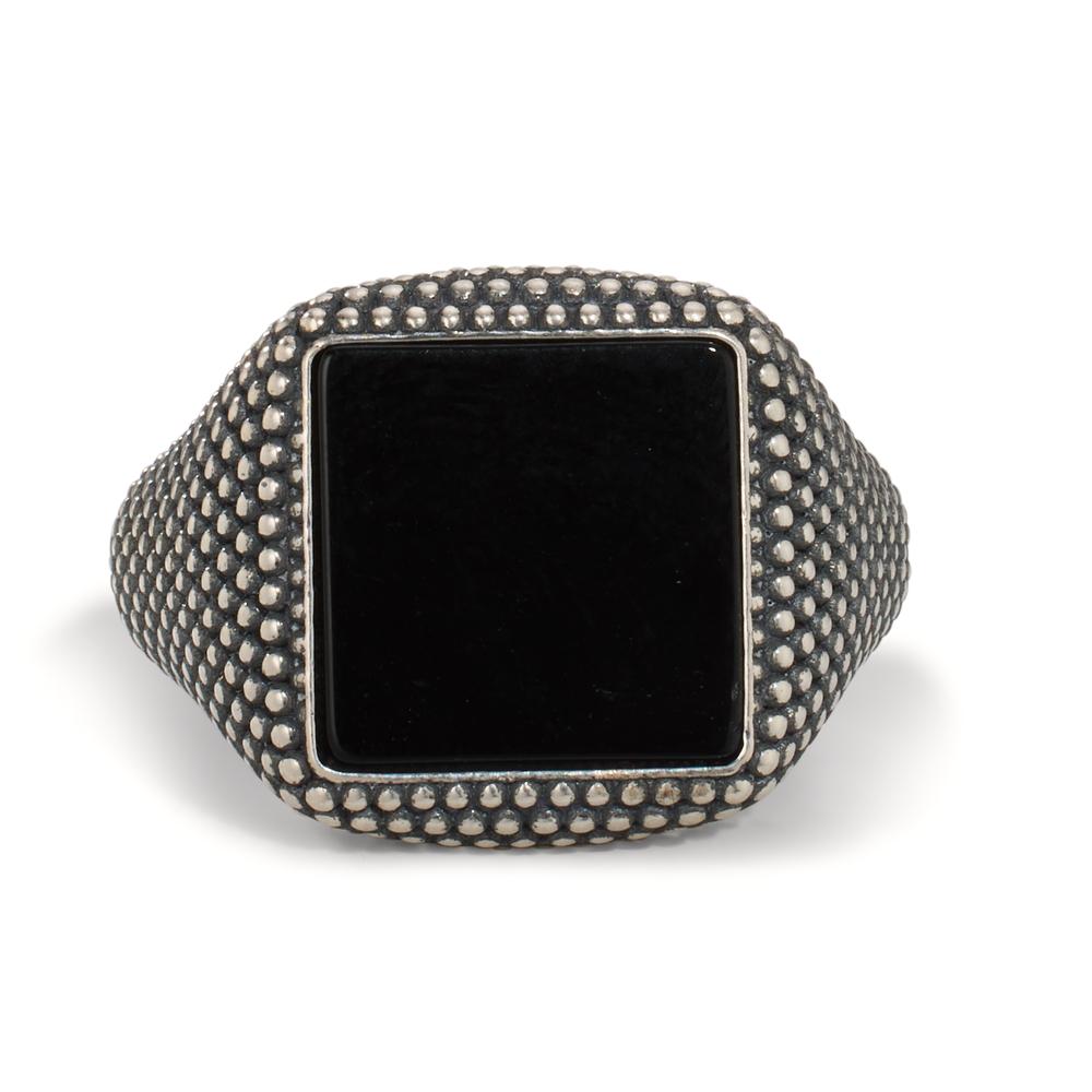 Ring Silver Onyx Patinated