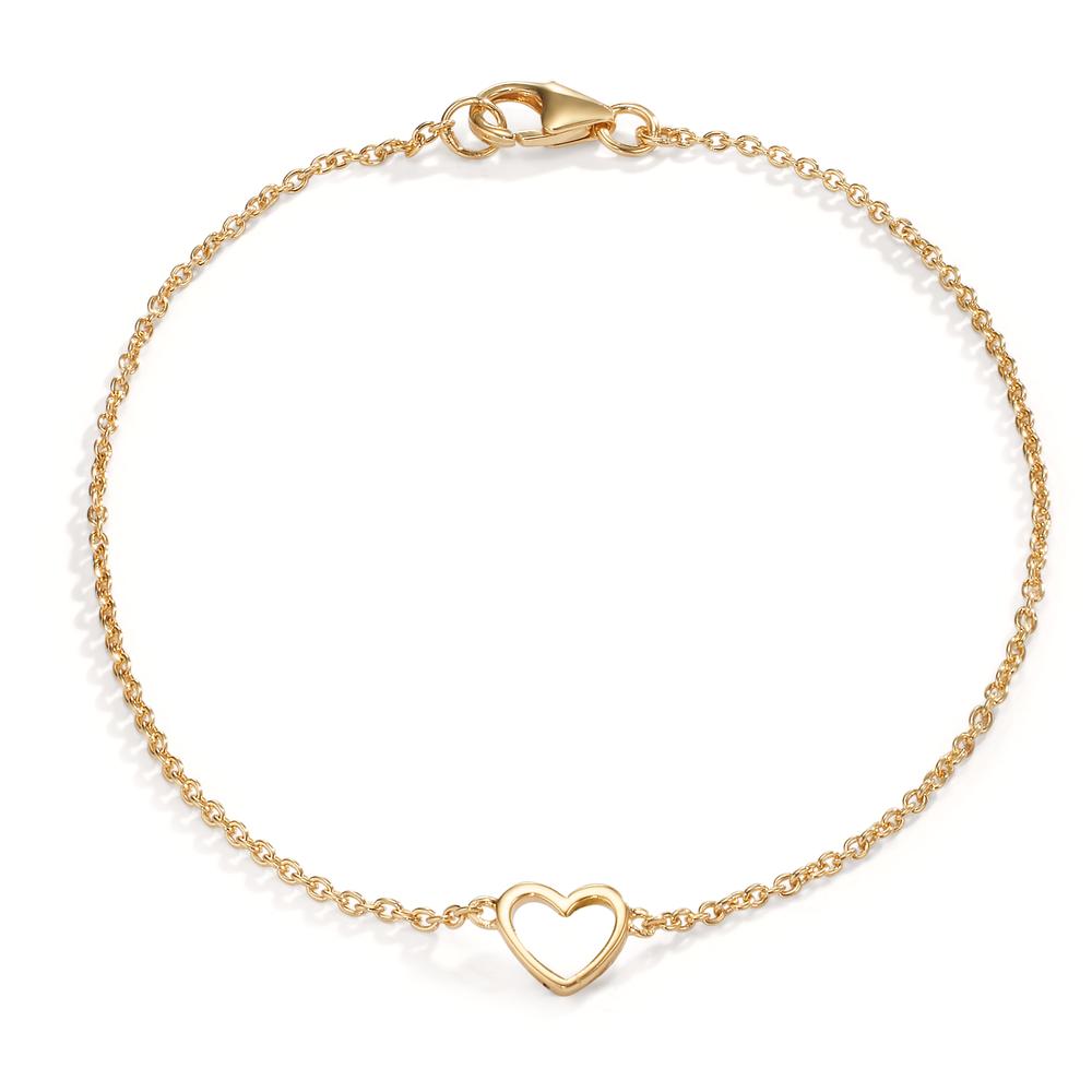 Bracelet Silver Yellow Gold plated Heart 18 cm