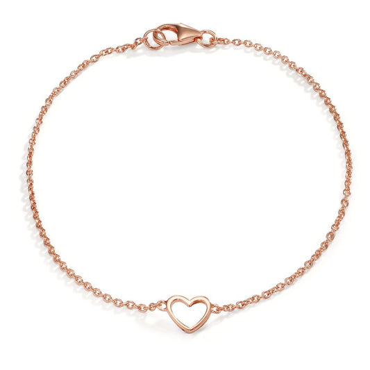 Bracelet Silver Rose Gold plated Heart 18 cm