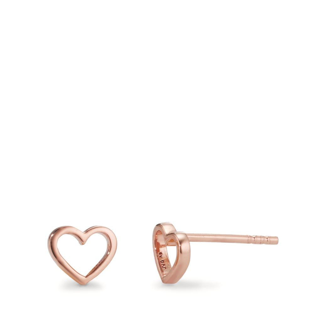 Stud earrings Silver Rose Gold plated Heart Ø6.5 mm