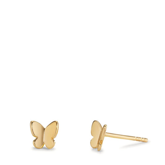 Stud earrings Silver Yellow Gold plated Butterfly Ø6 mm