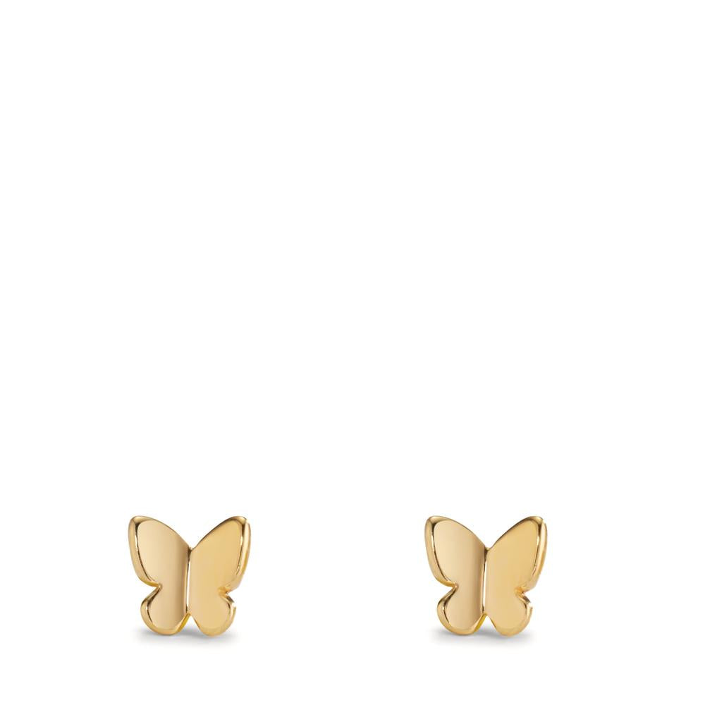 Stud earrings Silver Yellow Gold plated Butterfly Ø6 mm