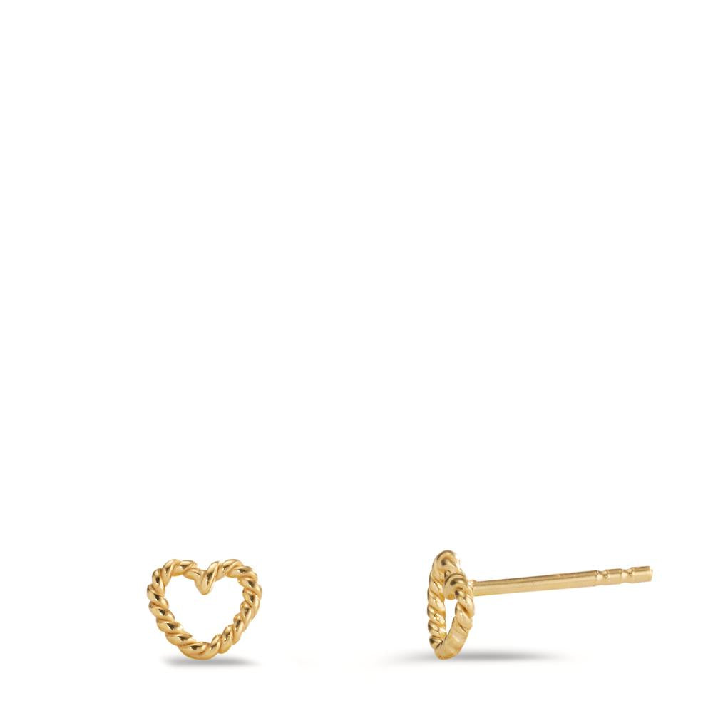 Stud earrings Silver Yellow Gold plated Heart Ø6 mm