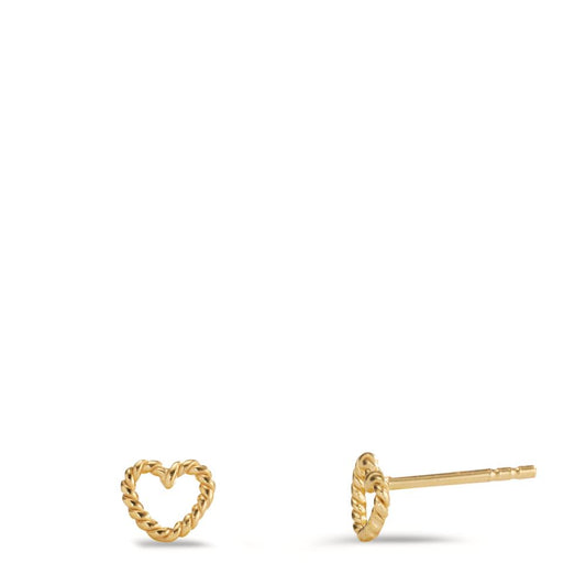 Stud earrings Silver Yellow Gold plated Heart Ø6 mm