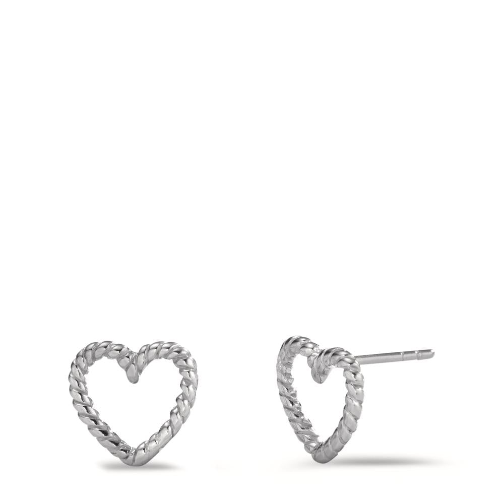 Stud earrings Silver Rhodium plated Heart Ø10 mm