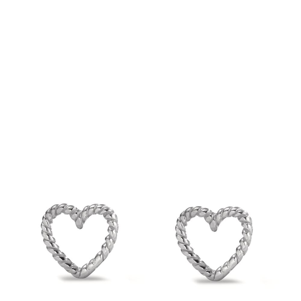 Stud earrings Silver Rhodium plated Heart Ø10 mm