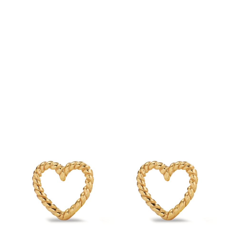 Stud earrings Silver Gold plated Heart Ø10 mm